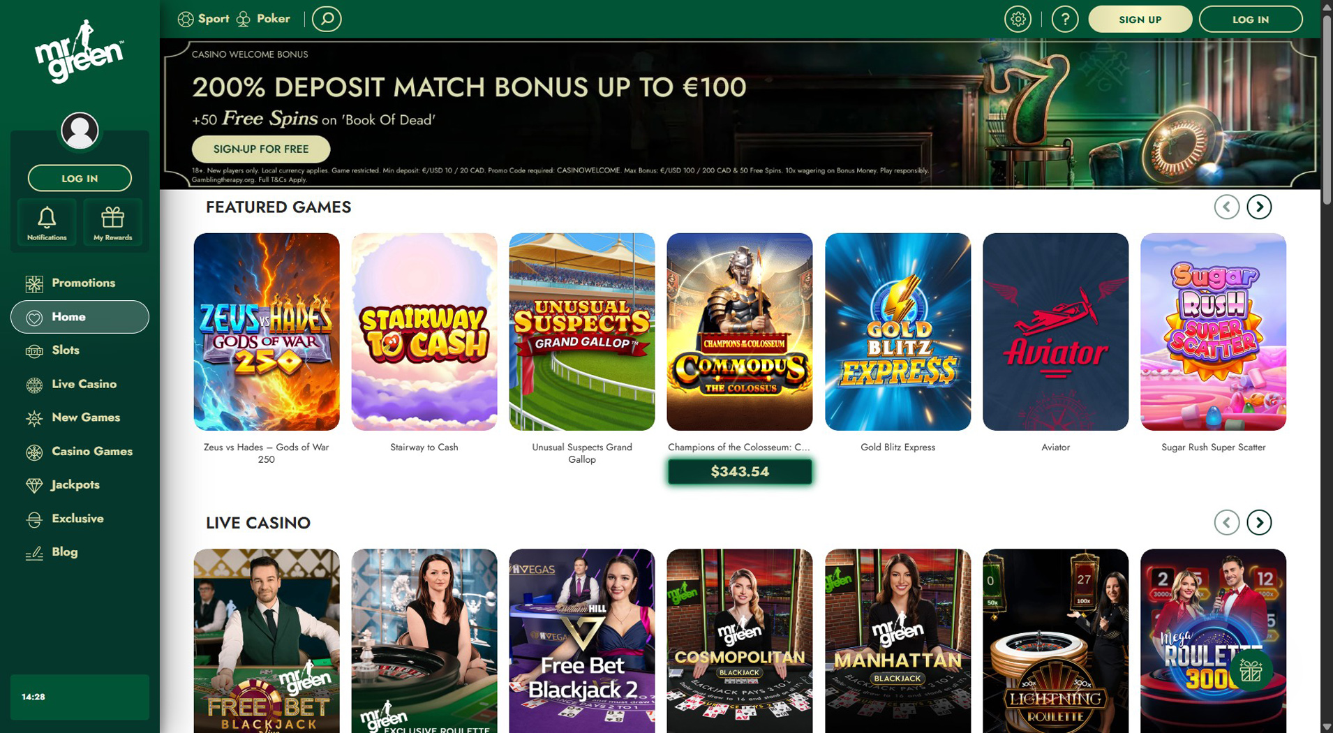 5. Mr Green- Mobile Maestro Casino Choice